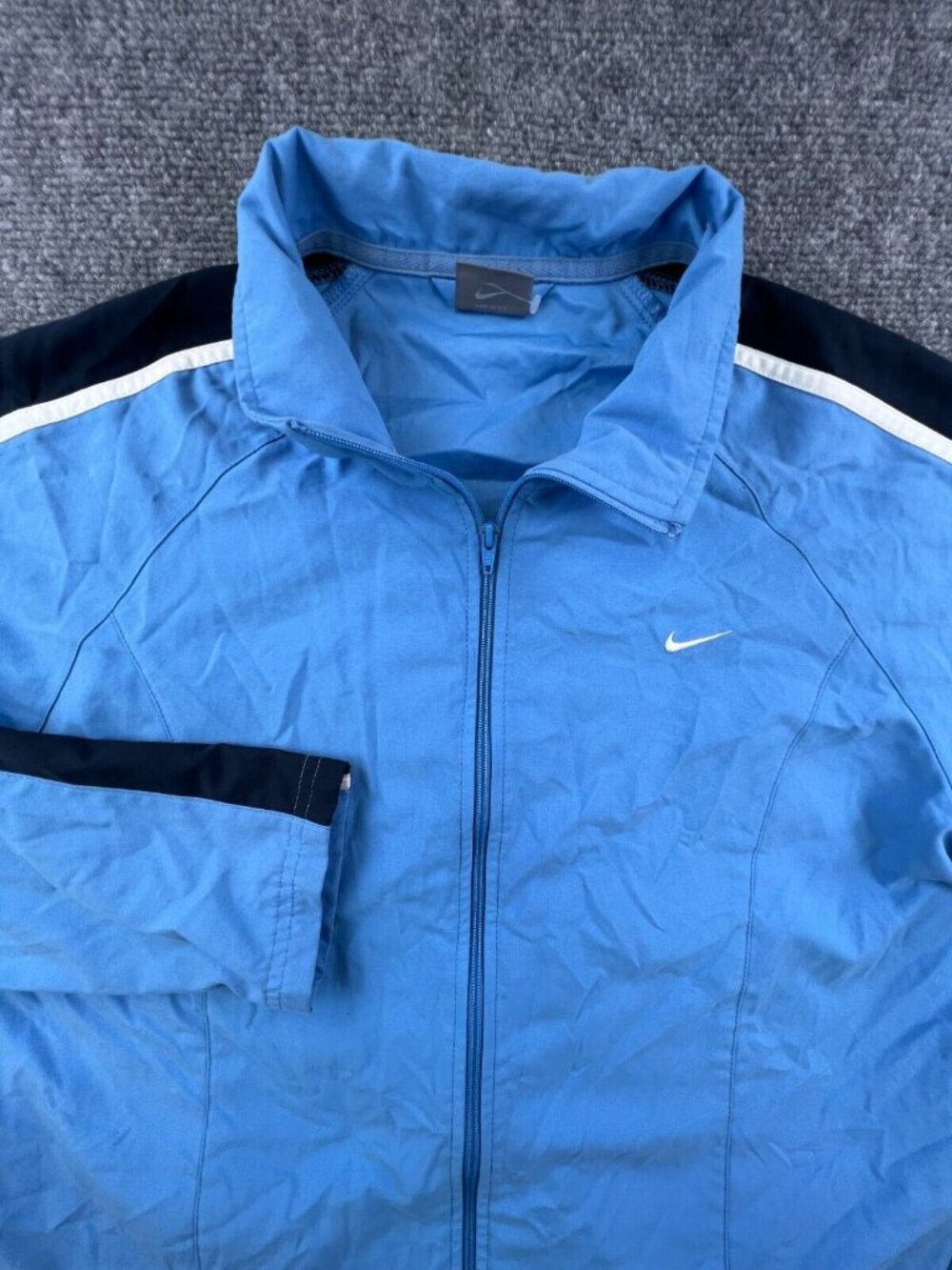 Nike Jacket Girls Sz L 12-14 Baby Blue Windbreaker Track Zip Up Long Sleeve VTG
